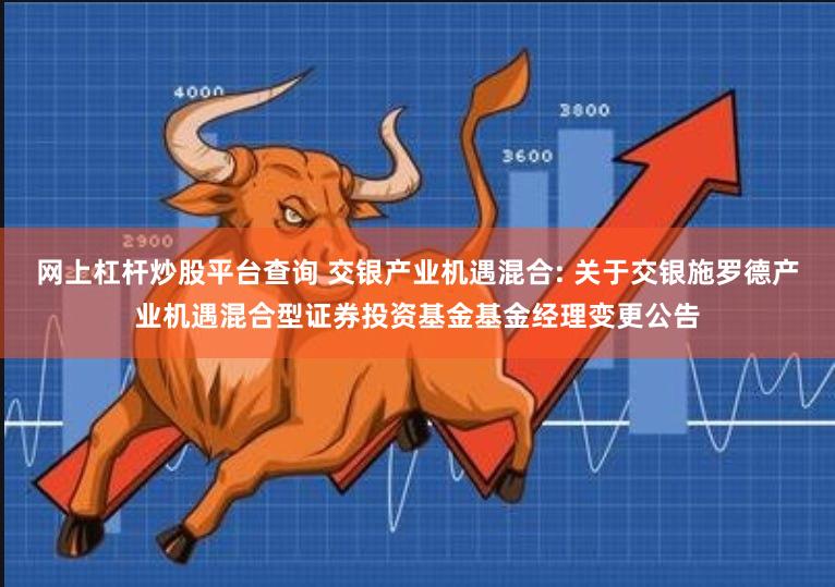网上杠杆炒股平台查询 交银产业机遇混合: 关于交银施罗德产业机遇混合型证券投资基金基金经理变更公告