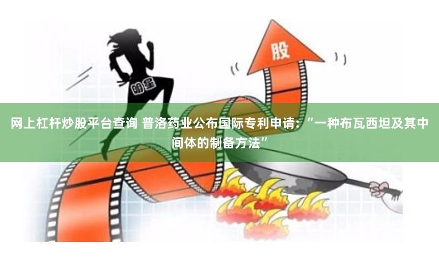 网上杠杆炒股平台查询 普洛药业公布国际专利申请: “一种布瓦西坦及其中间体的制备方法”