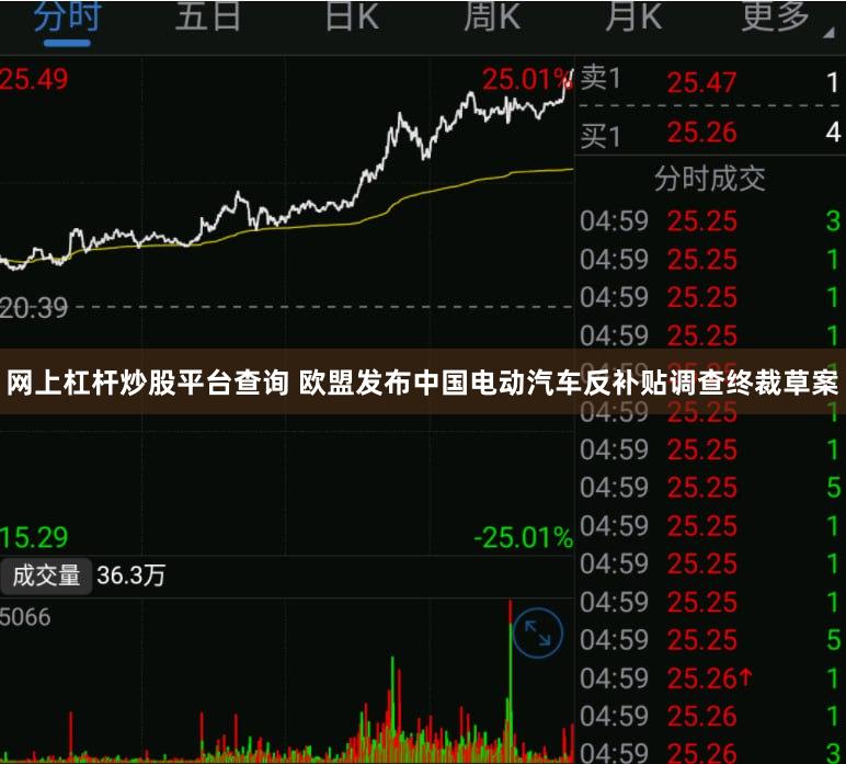 网上杠杆炒股平台查询 欧盟发布中国电动汽车反补贴调查终裁草案