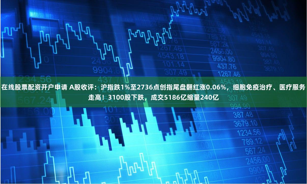 在线股票配资开户申请 A股收评：沪指跌1%至2736点创指尾盘翻红涨0.06%，细胞免疫治疗、医疗服务走高！3100股下跌，成交5186亿缩量240亿