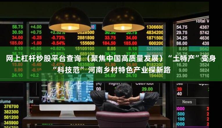 网上杠杆炒股平台查询 （聚焦中国高质量发展）“土特产”变身“科技范” 河南乡村特色产业探新路